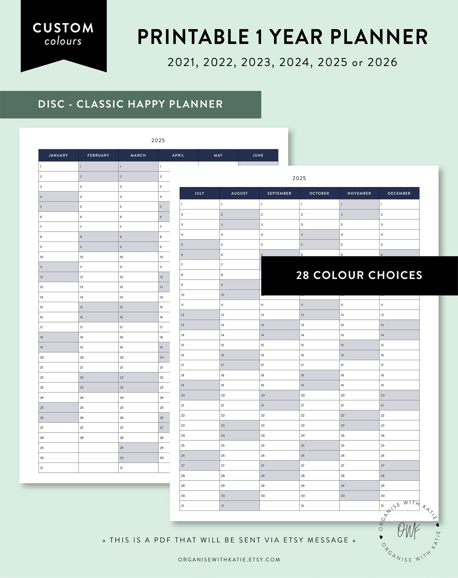 2021 2022 2023 2024 2025 2026 Classic Happy Planner 1 Etsy 2024 Calendar Printable