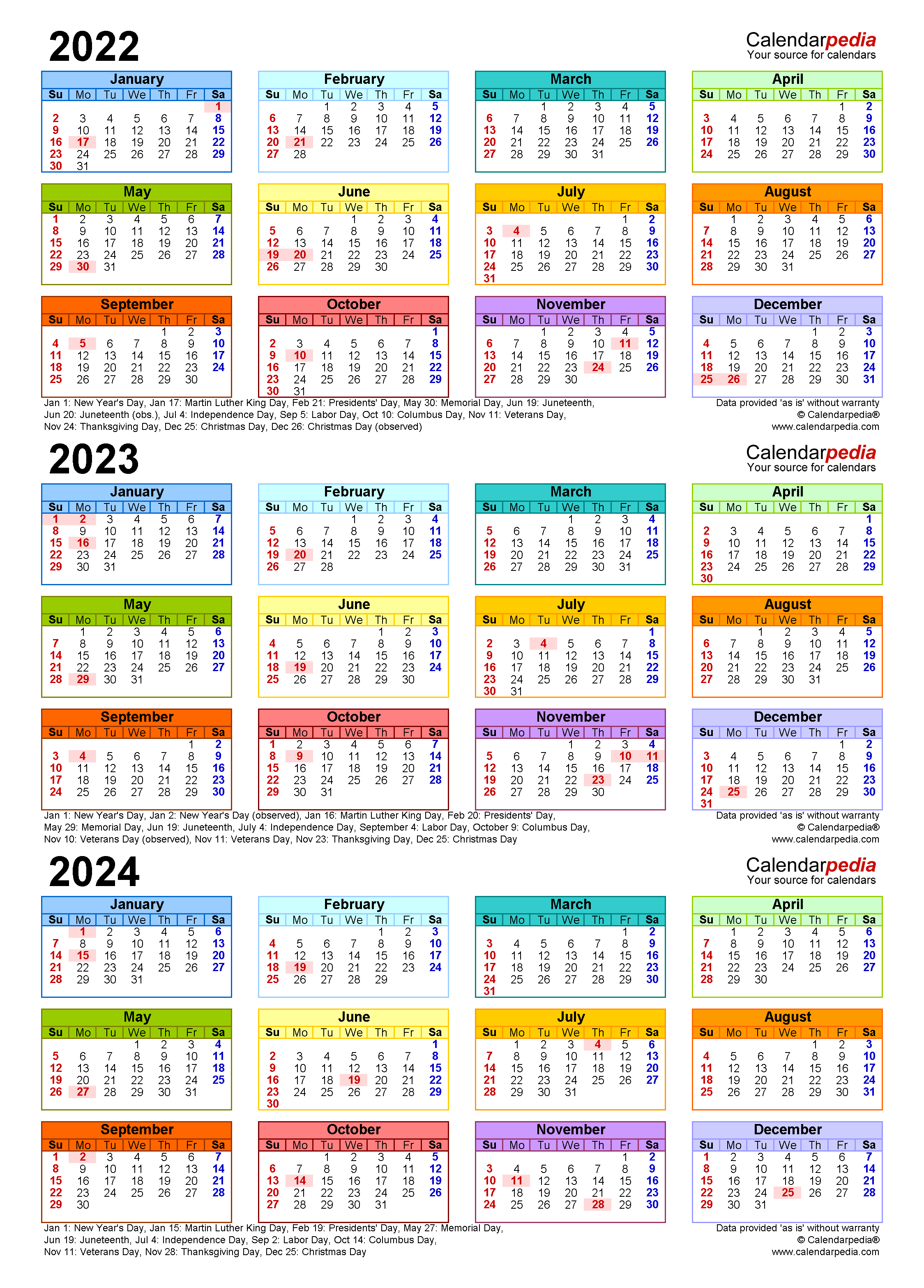 2022 2024 Calendar 2024 Calendar Printable