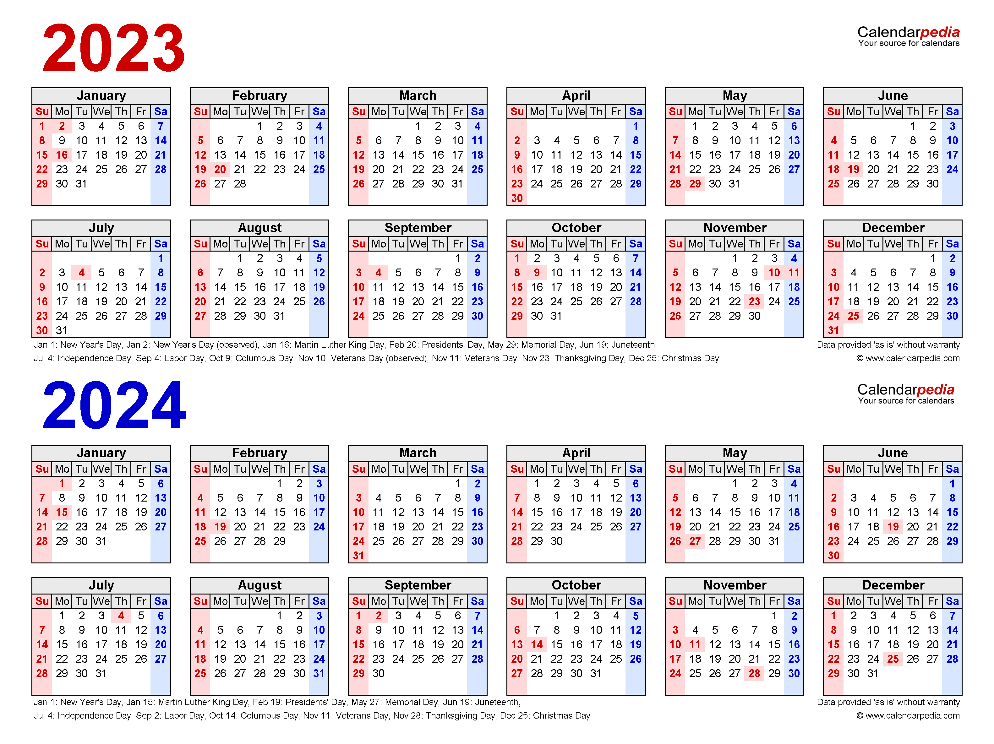 2023 And 2024 Calendar Printable 2024 Calendar Printable