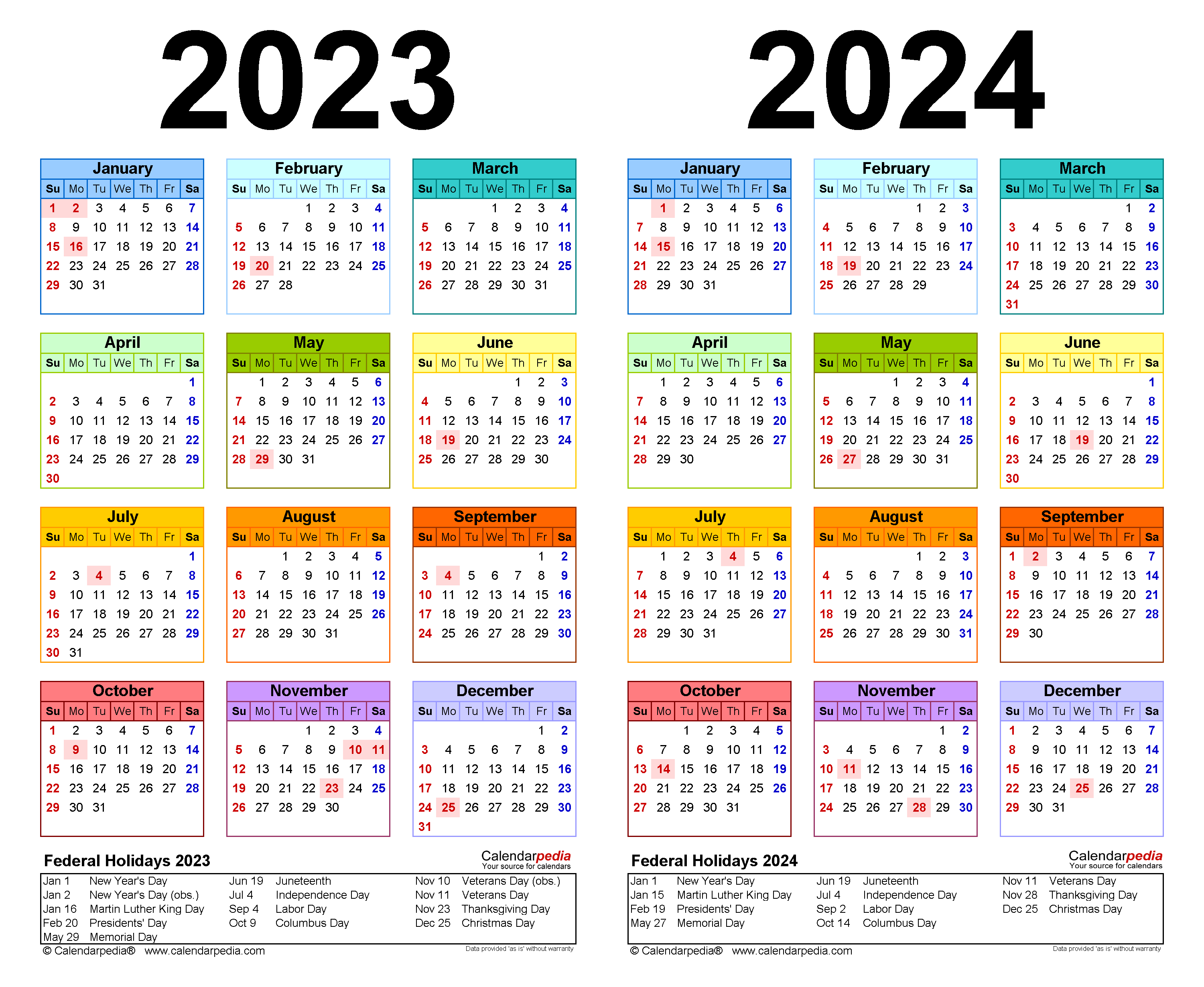 2 Year Calendar 2023 And 2024 2024 Calendar Printable