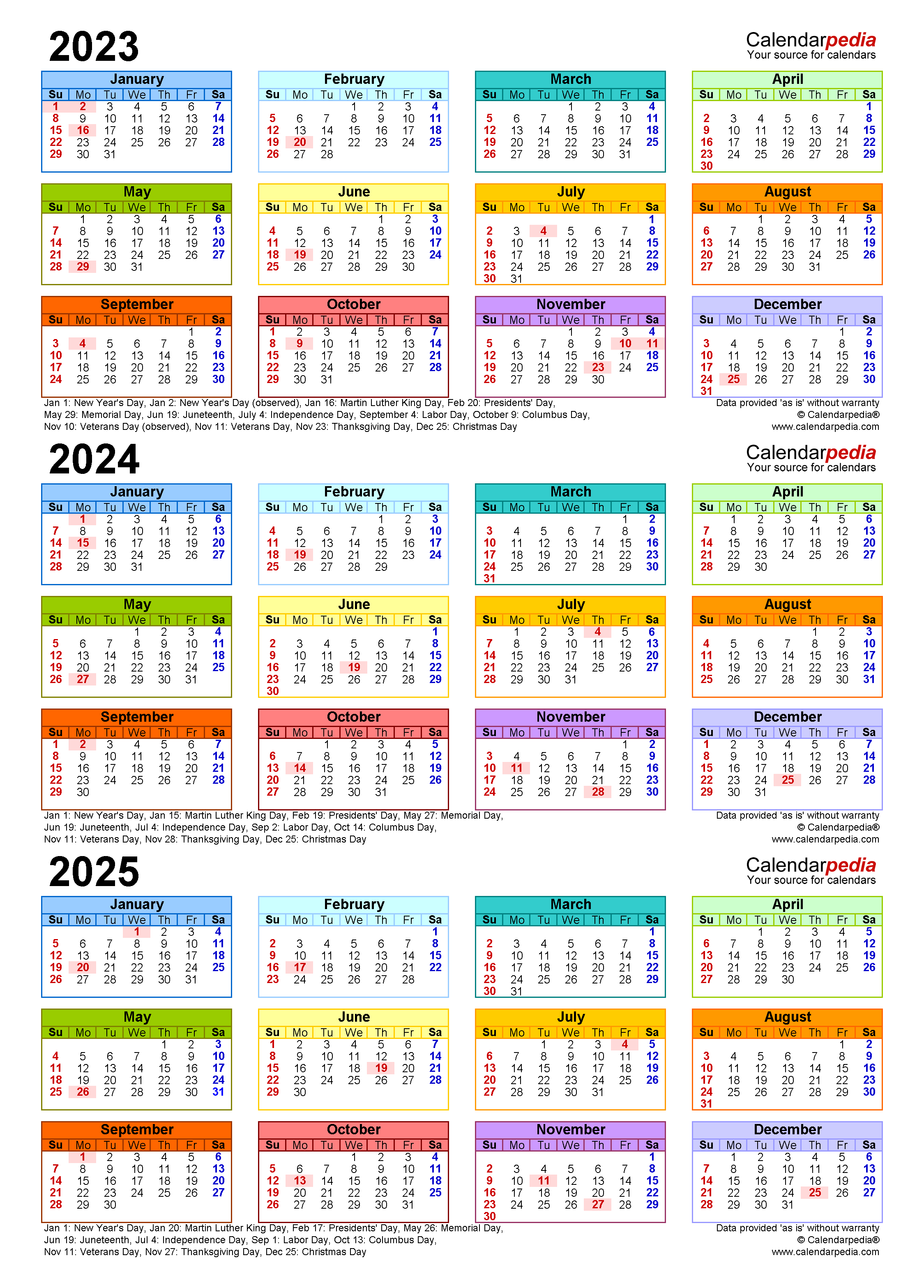 2023 2024 2025 Calendar 2024 Calendar Printable