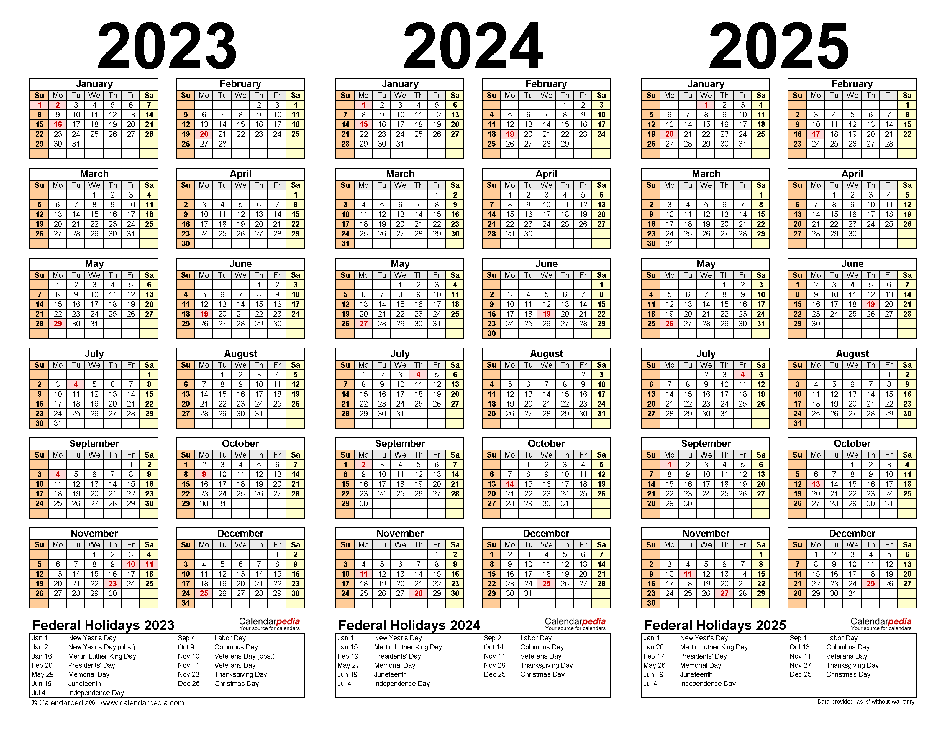 2023 2024 2025 Calendar 2024 Calendar Printable