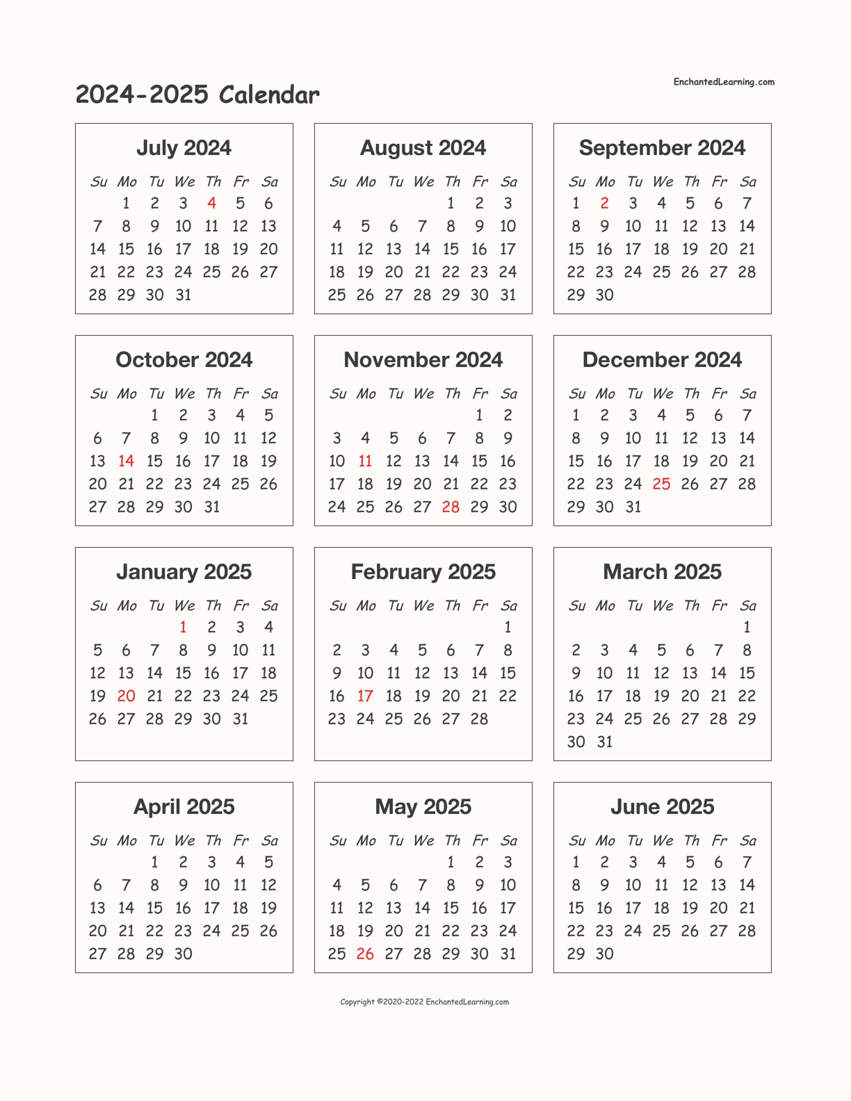 20242025 School Calendar 2024 Calendar Printable