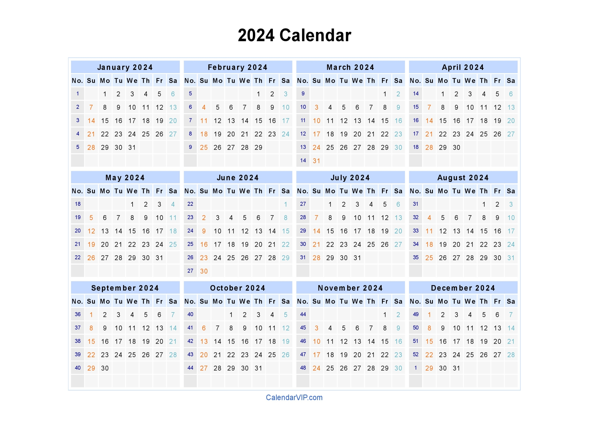 2024 Mini Calendar Printable 2024 Calendar Printable
