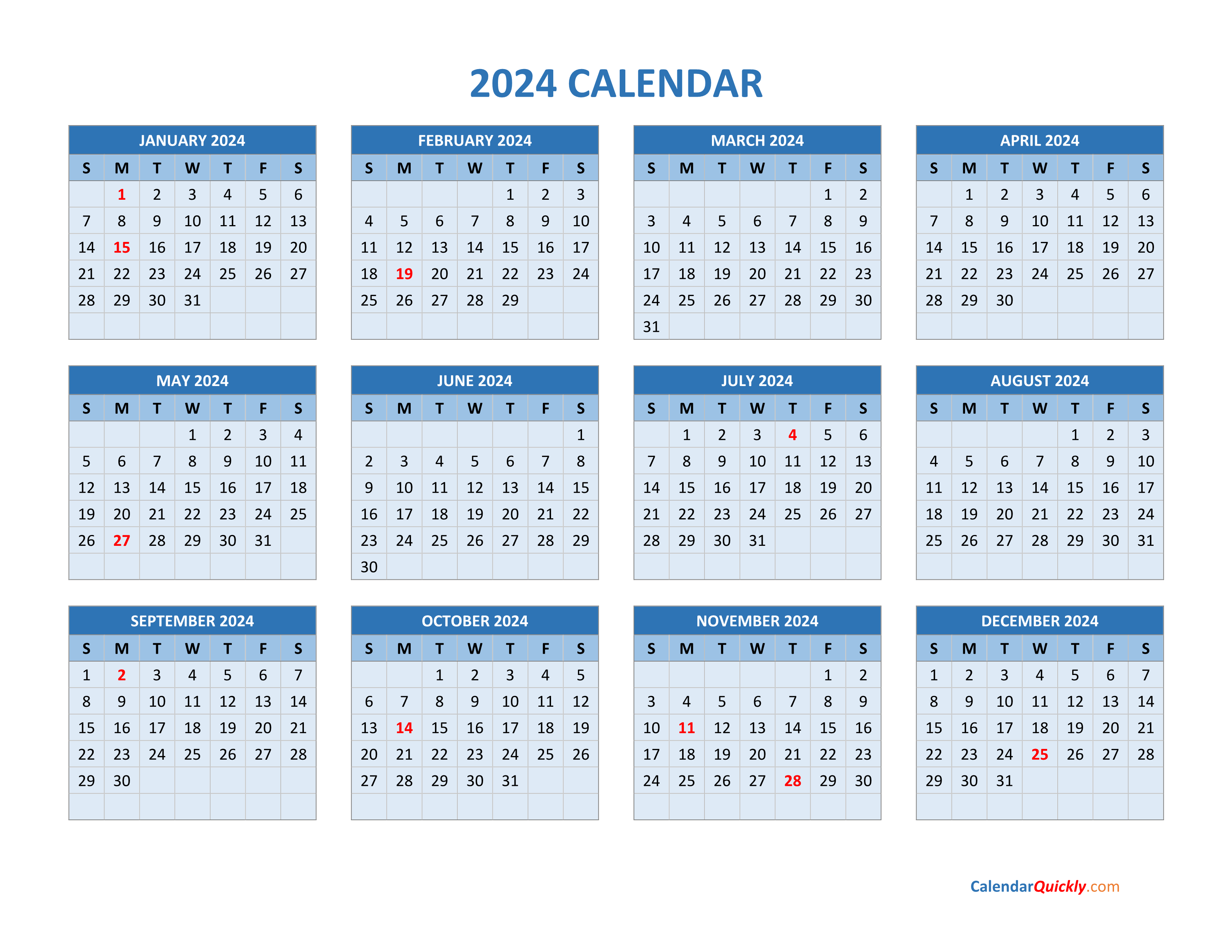 Free Calendars 2024 Printable