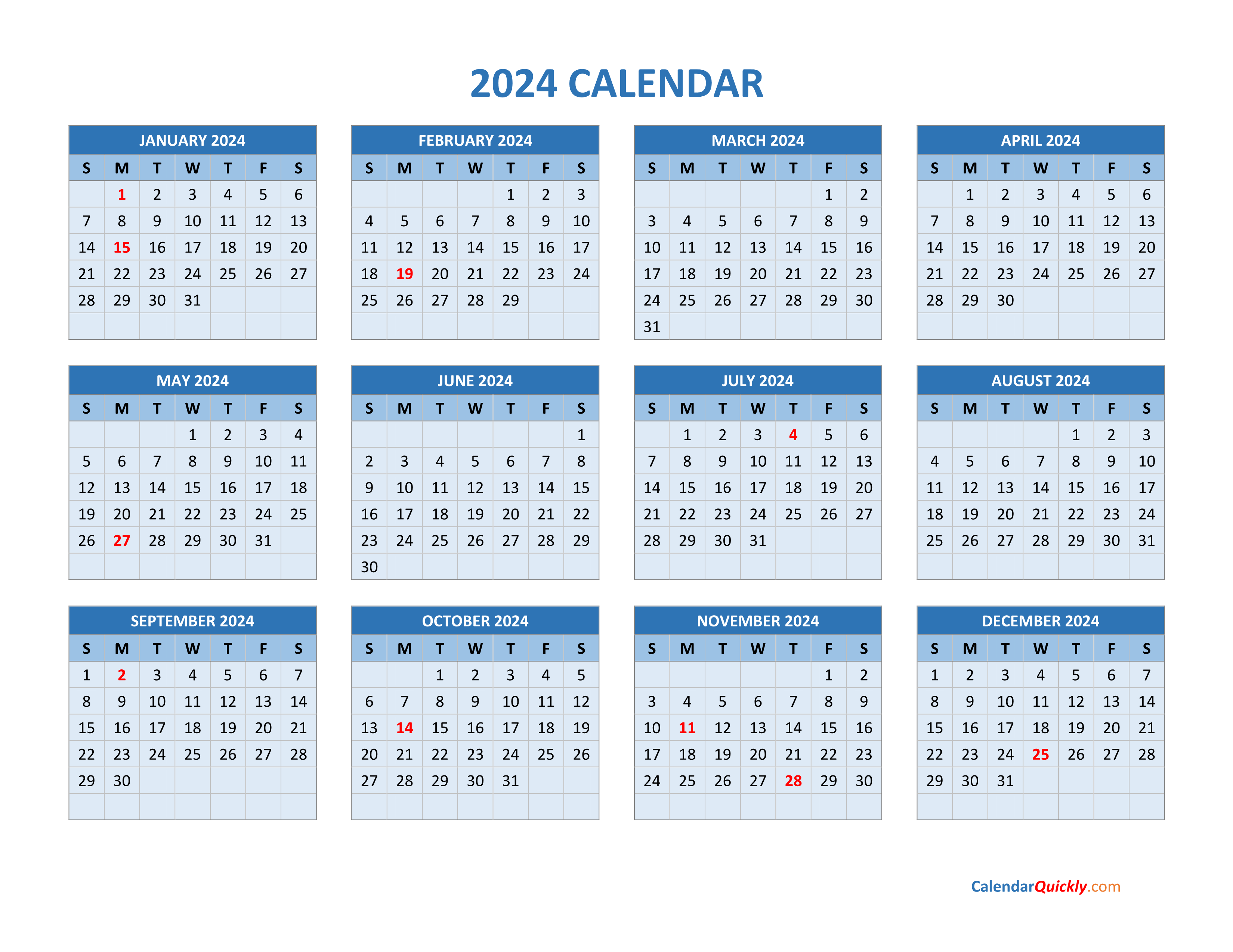 2024 2024 Calendar Printables 2024 CALENDAR PRINTABLE