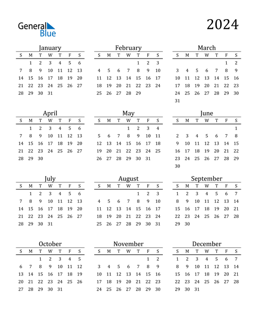 Printable Monthly Calendar 2024 2024 Calendar Printable