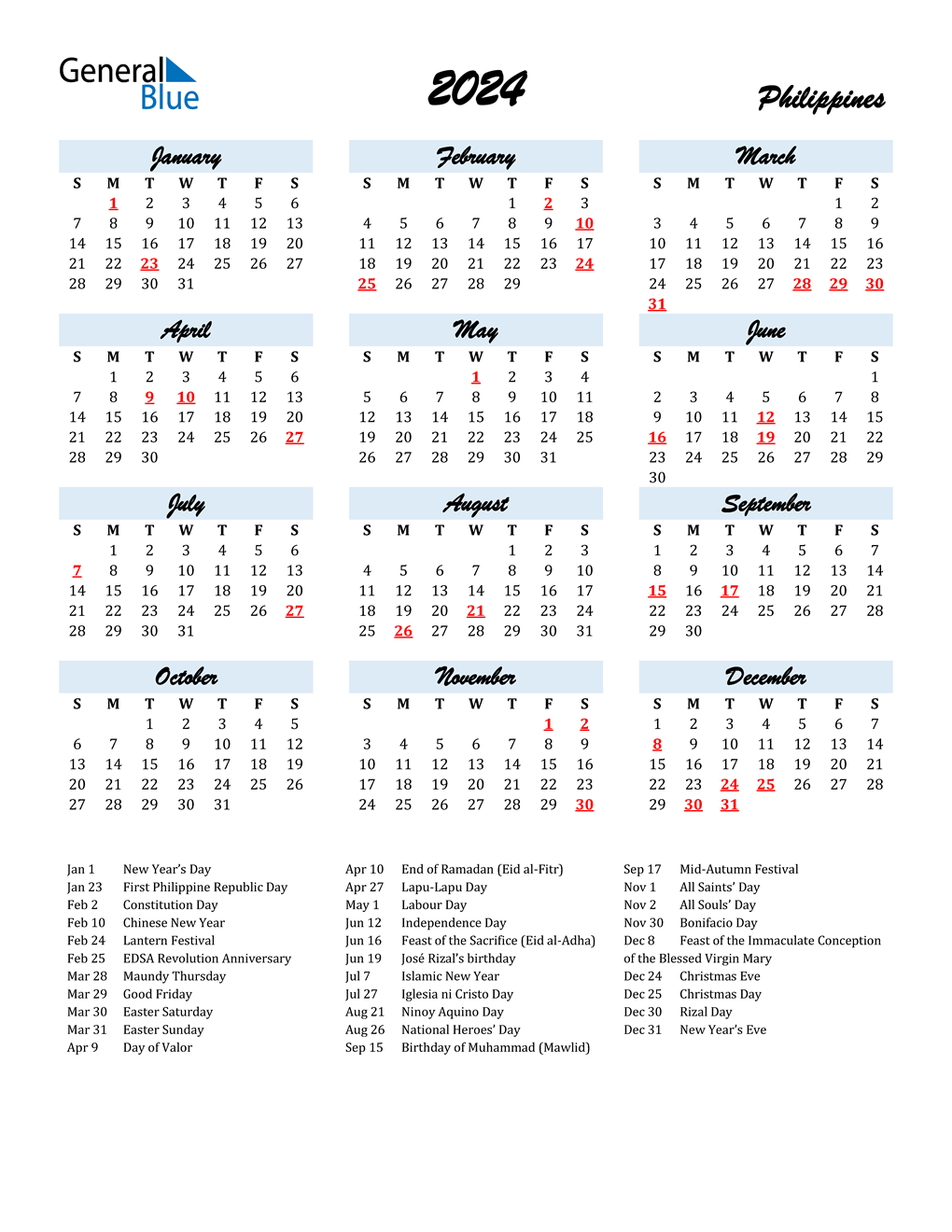 Holidays 2024 Philippines Calendar Emily Ingunna