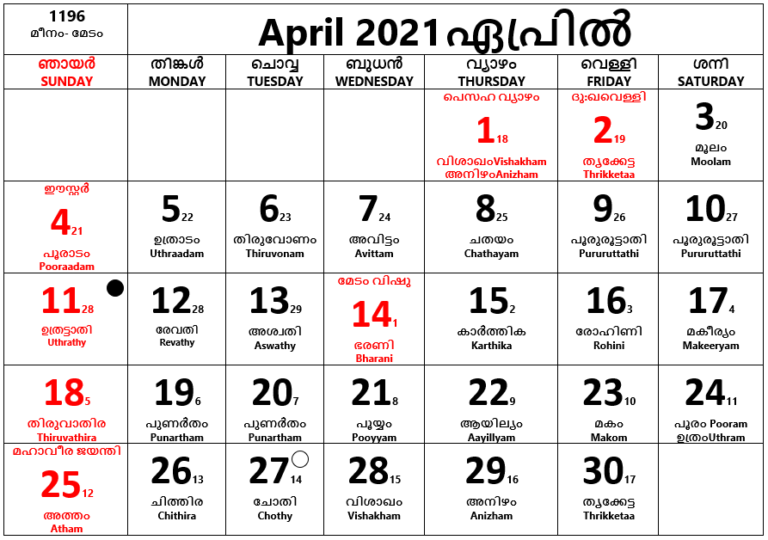 Malayalam Calendar 2024 April 2024 Calendar Printable