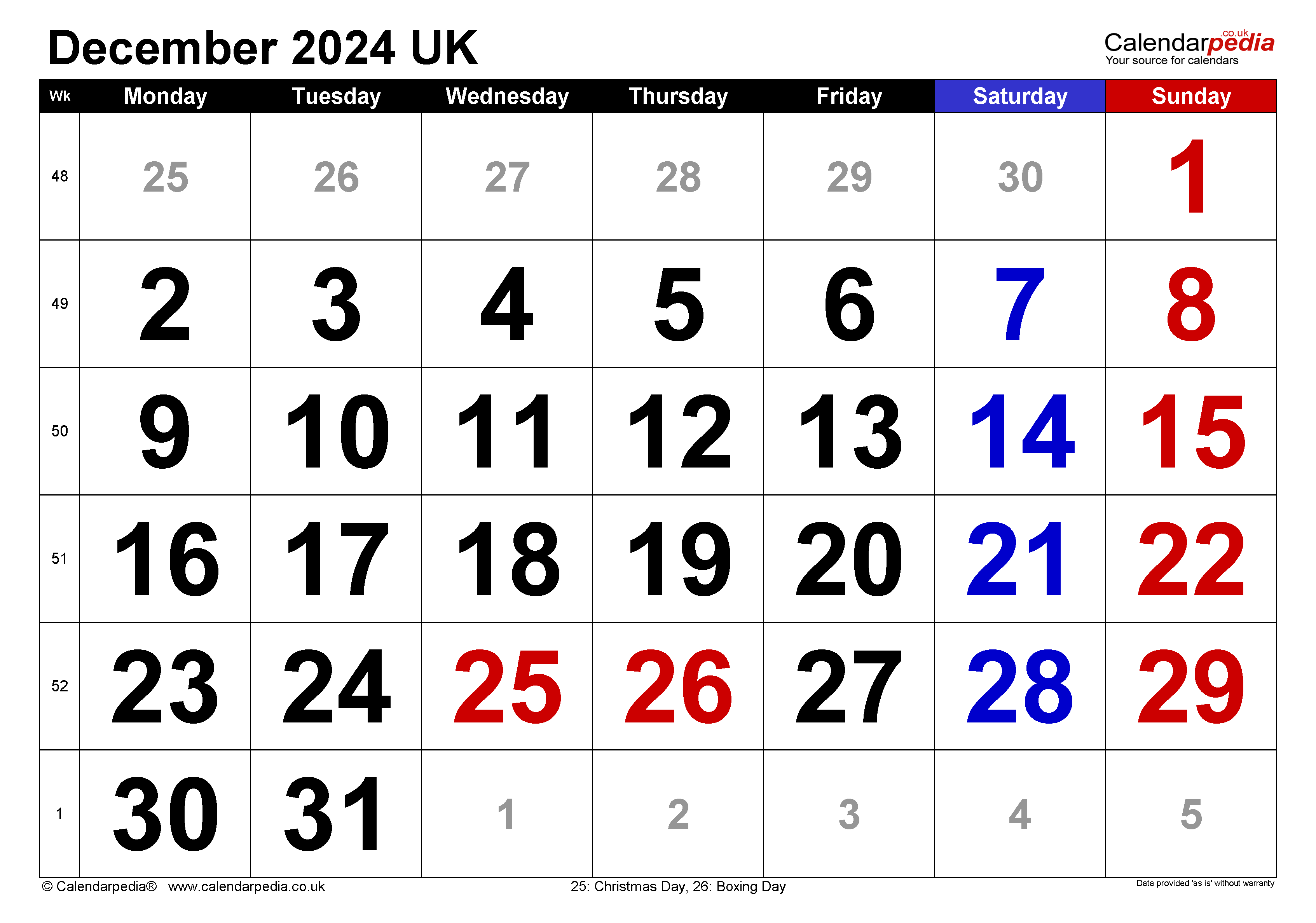 December Calendar 2024 2024 Calendar Printable