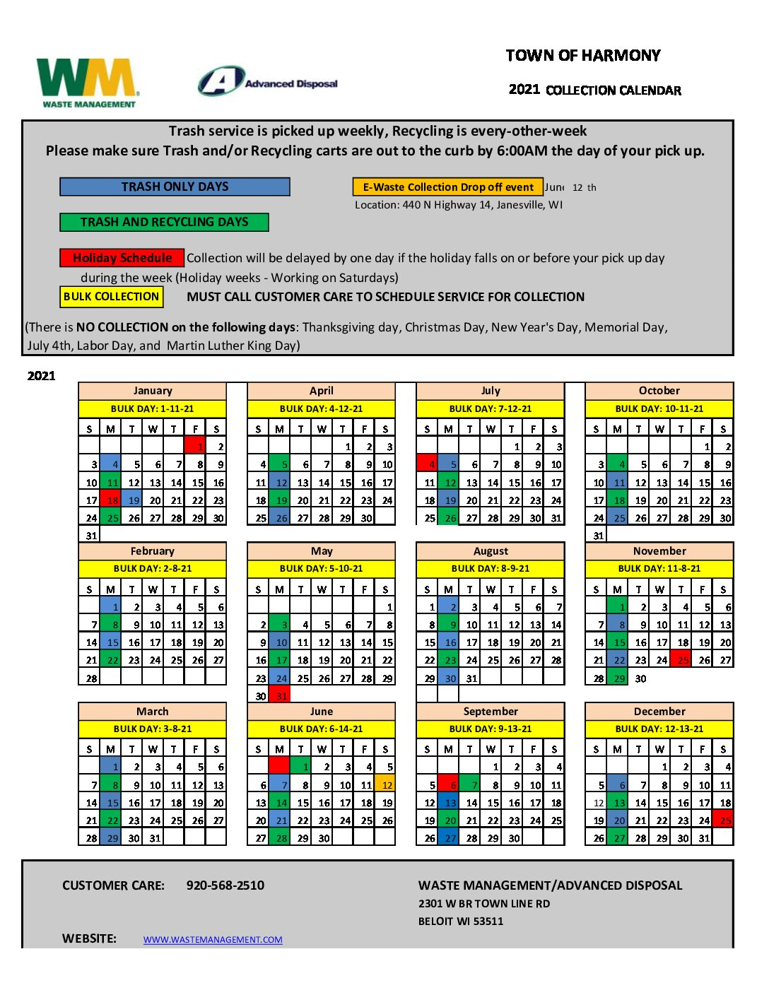 Waste Management Pickup Calendar 2024 2024 Calendar Printable