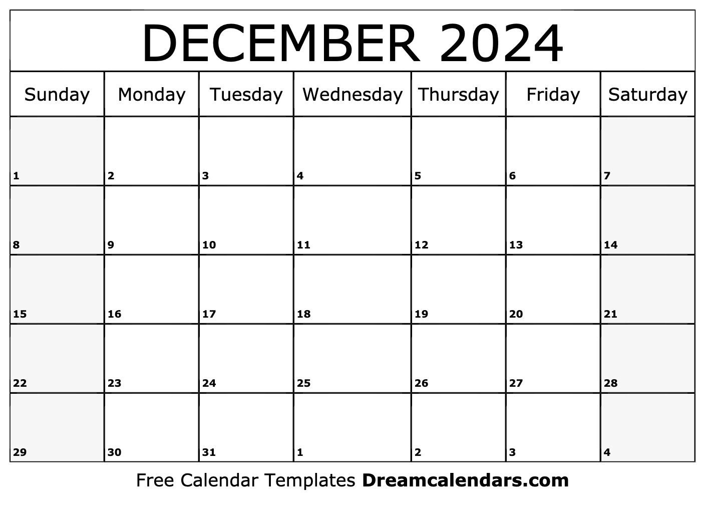 2024 December Calendar 2024 Calendar Printable