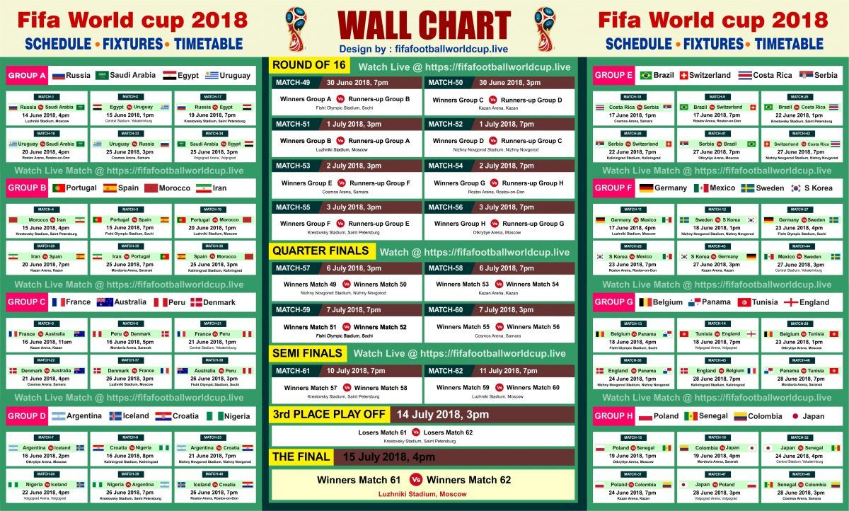 Download Fifa World Cup 2018 Wallchart Calender Keep Track Of 