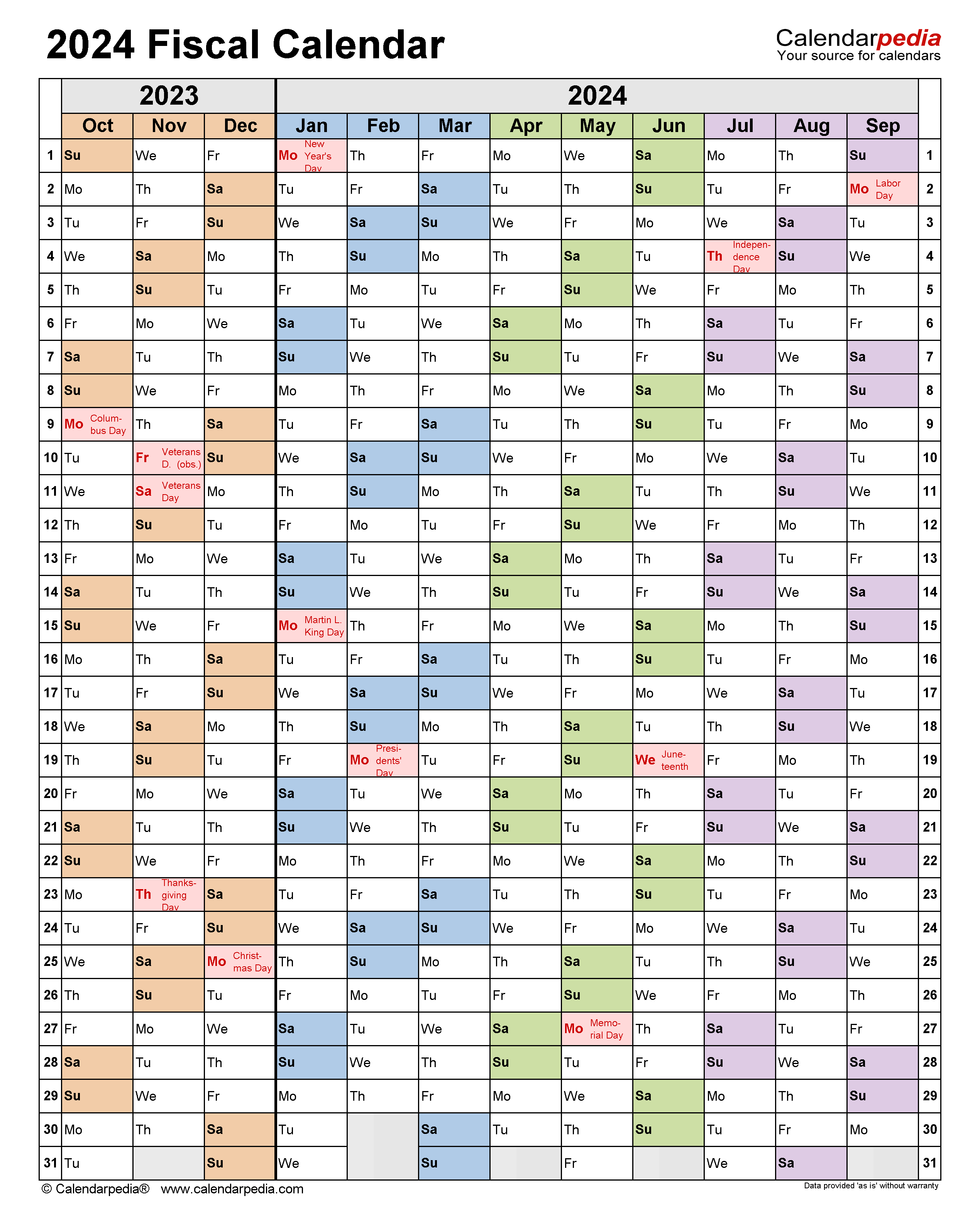 2024 Printable Government Calendar Templates Marni Sharron