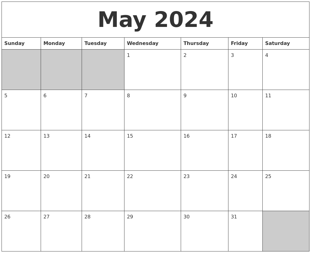 Editable May 2024 Calendar 2024 Calendar Printable