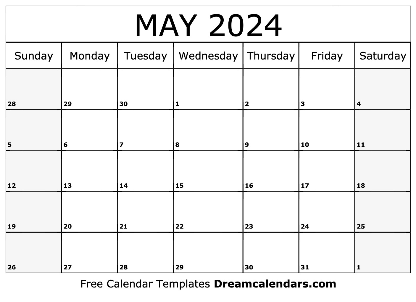 May 2024 Calendar Free Blank Printable Templates 2024 Calendar Printable