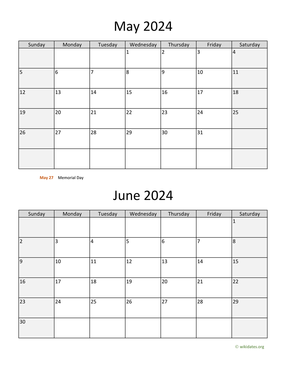 May And June 2024 Calendar WikiDates 2024 Calendar Printable