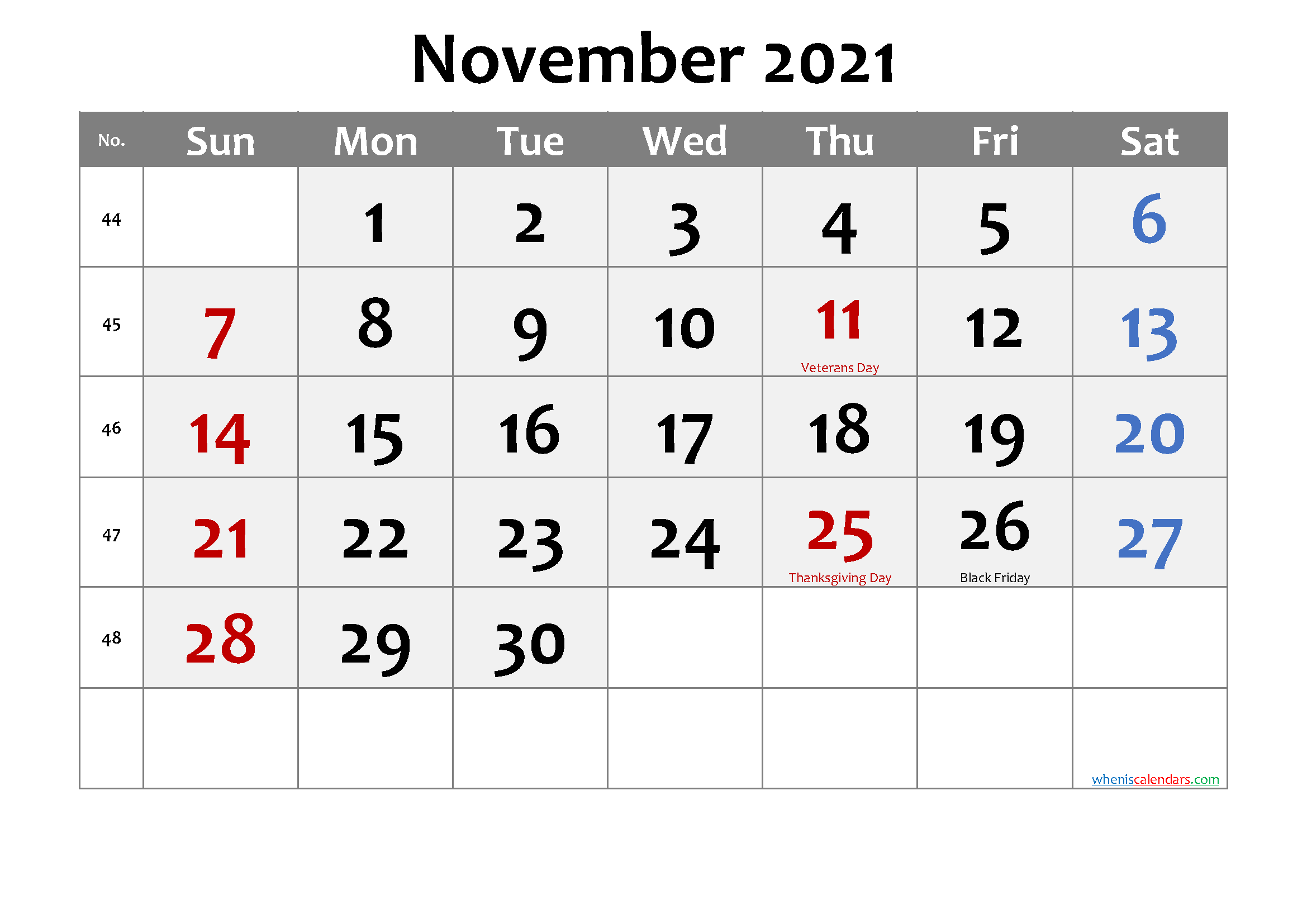 Nov 2024 Calendar With Holidays 2024 Calendar Printable