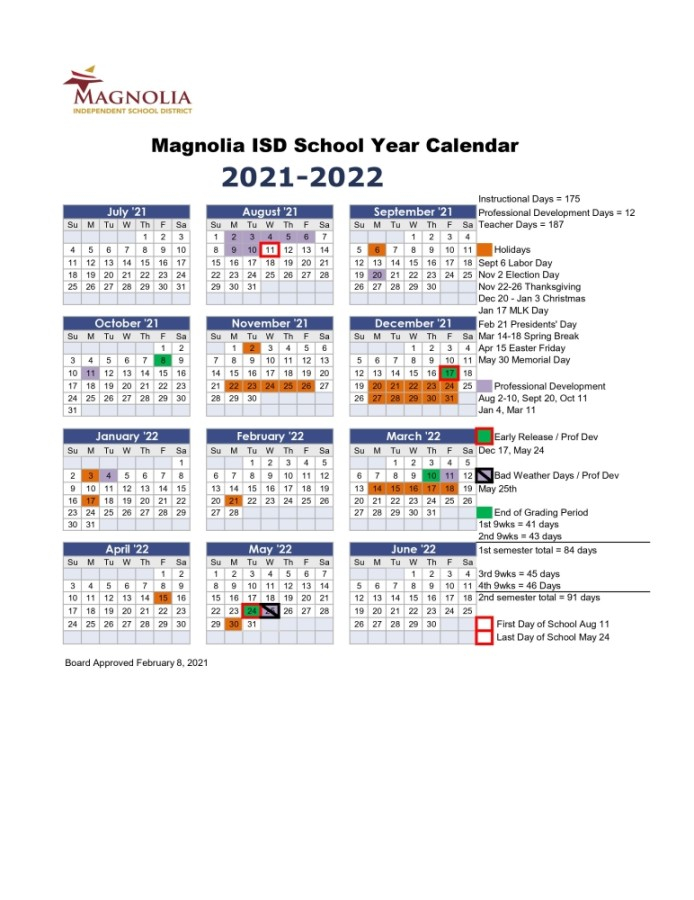 Magnolia Isd School Calendar 20242023 2024 Calendar Printable