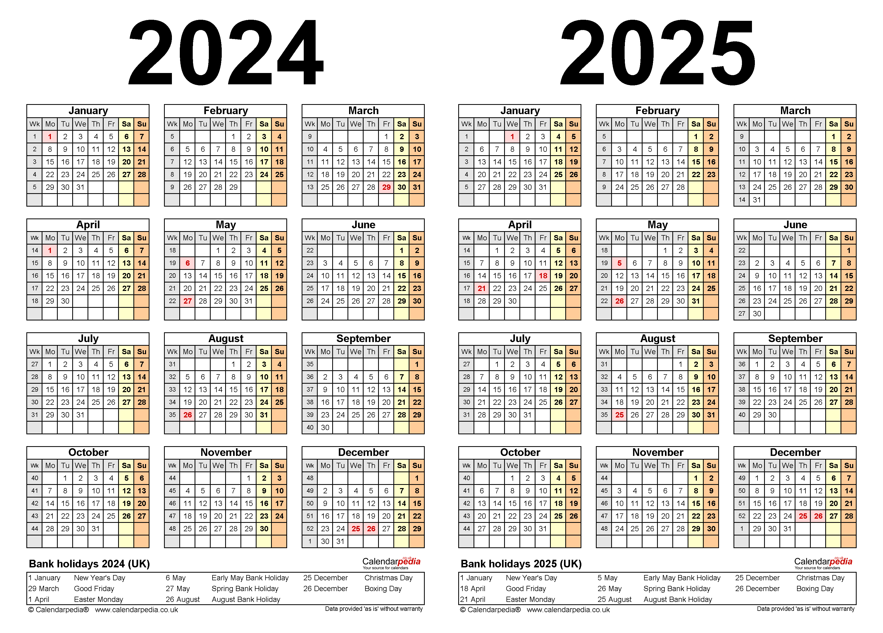 2 Year Calendar 2024 2025 2024 Calendar Printable
