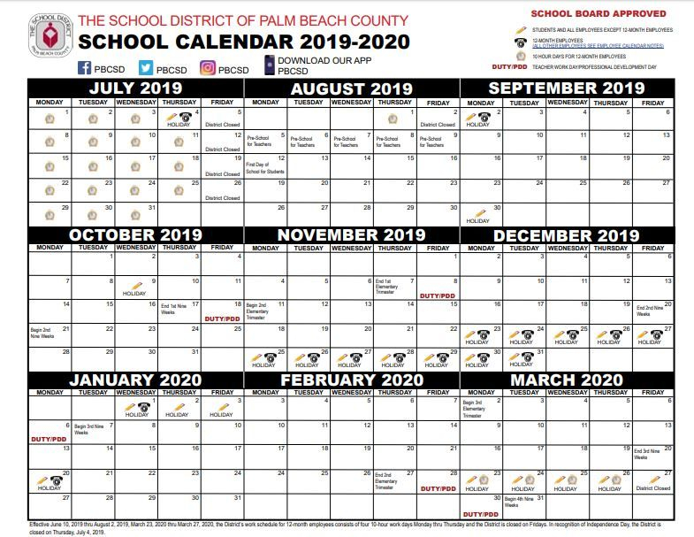 2024 And 2023 Palm Beach School Calendar - 2024 Calendar Printable