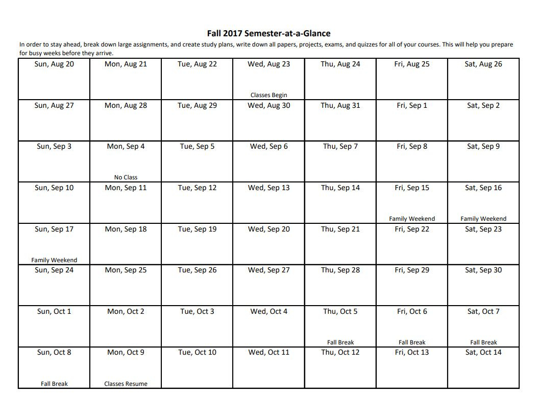 University Of Dayton Class Schedule Blank Template Class Schedule