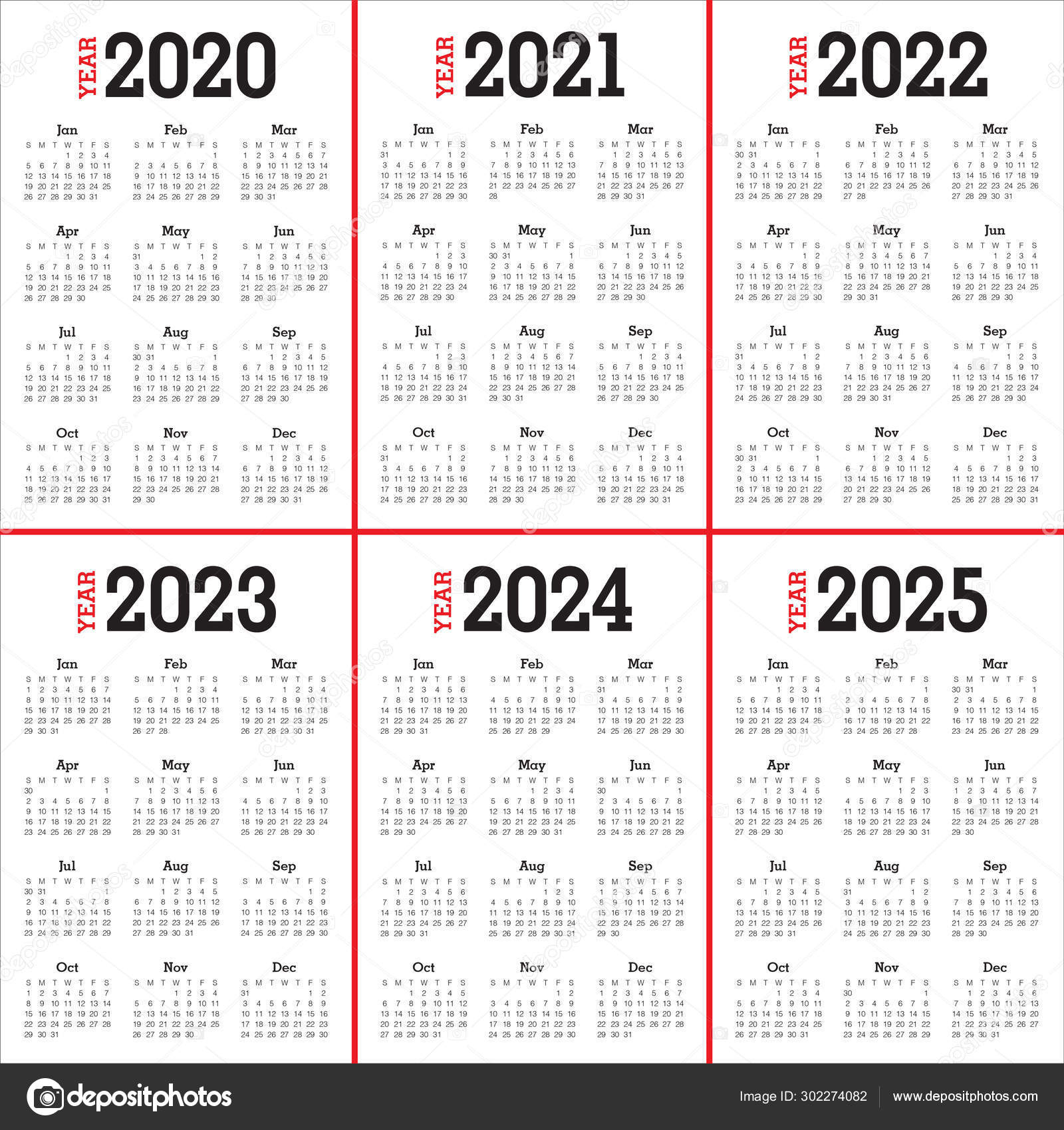 Calendar 2020 2021 2023 2024 2025 - 2024 Calendar Printable