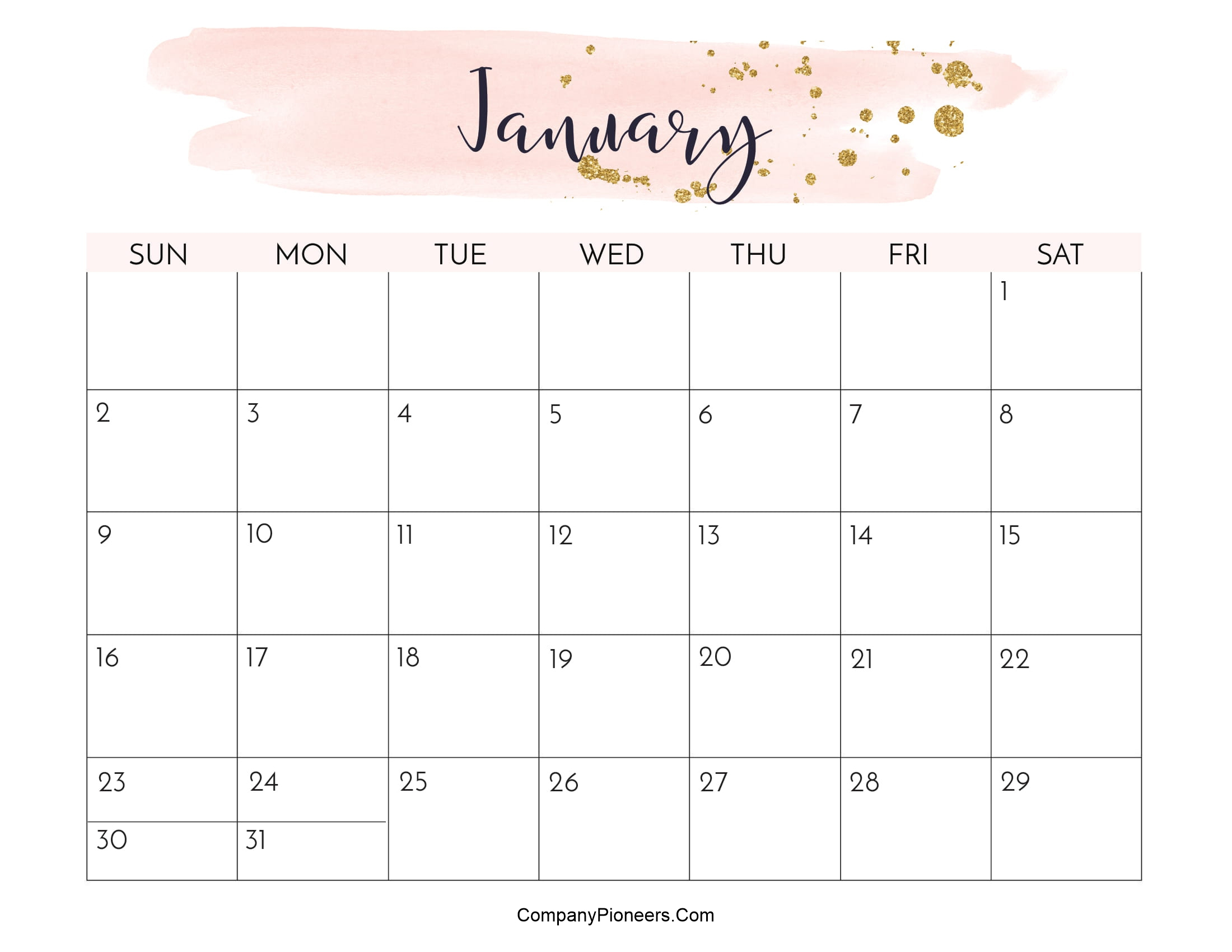 January 2024 Calendar Printable Cute 2024 Calendar Printable