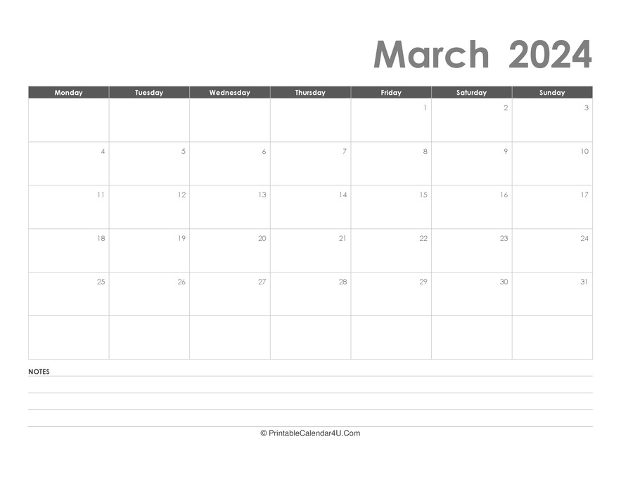 March 2024 Calendar Editable 2024 Calendar Printable