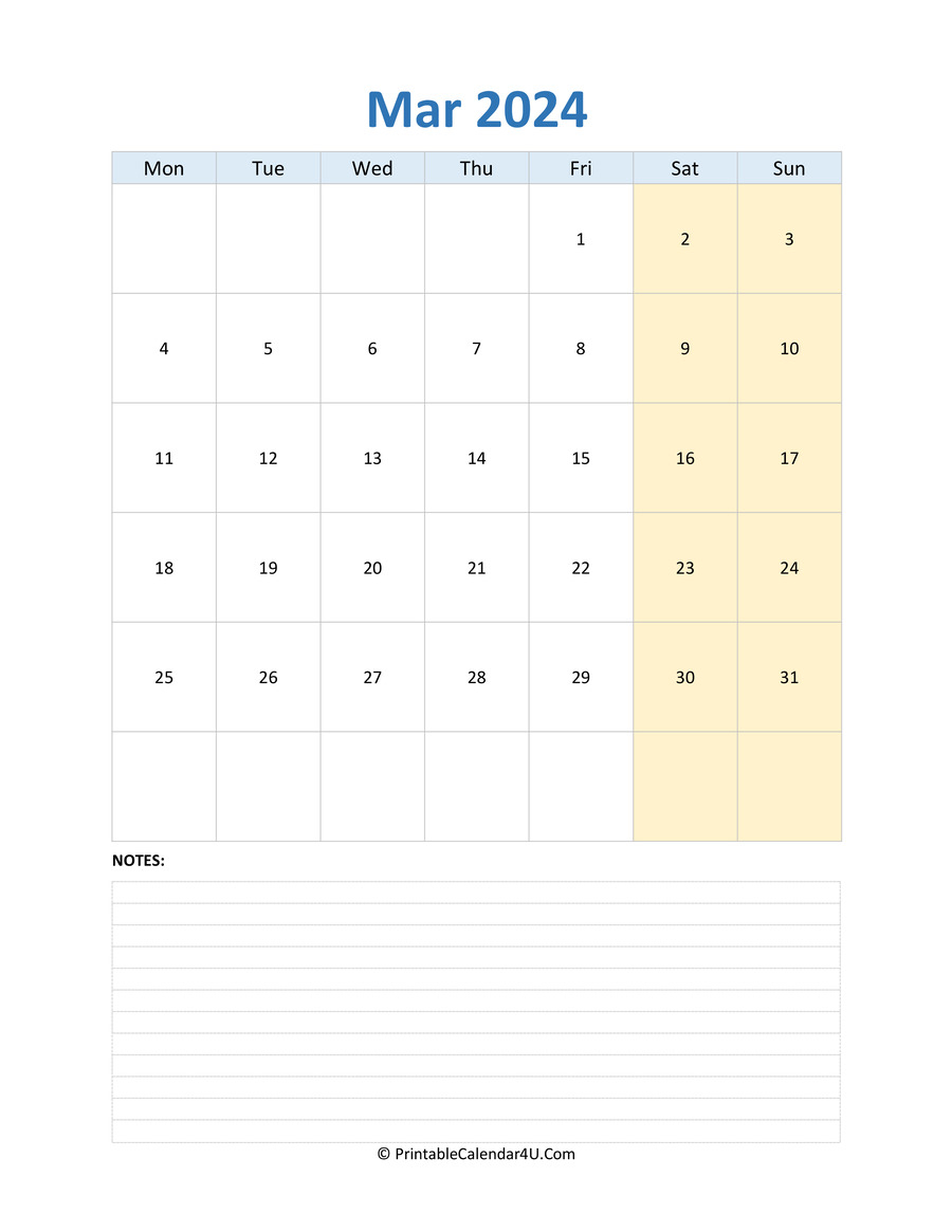 March 2024 Calendar Editable 2024 Calendar Printable