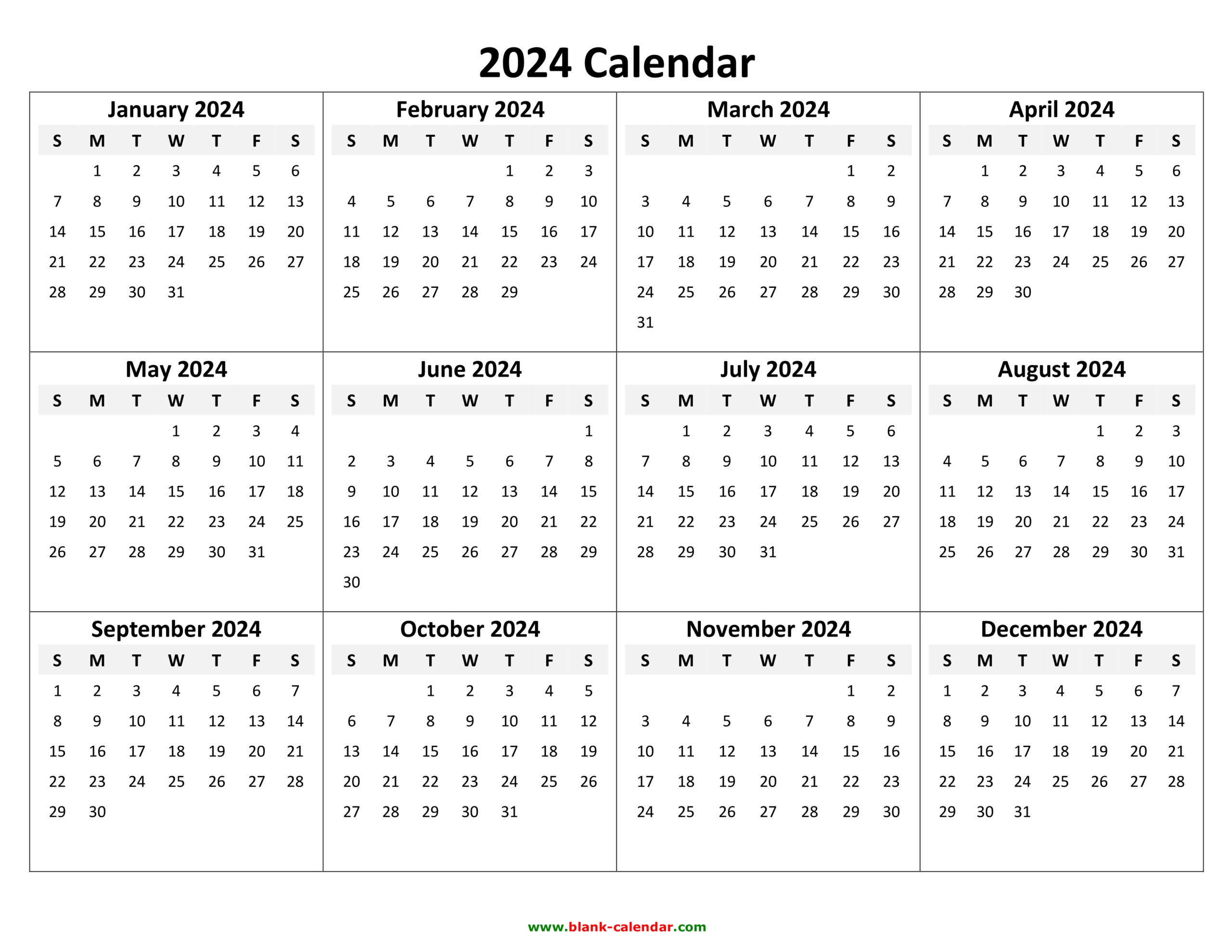 2024 Yearly Calendar Printable With Noteshub Ipu Haley Keriann