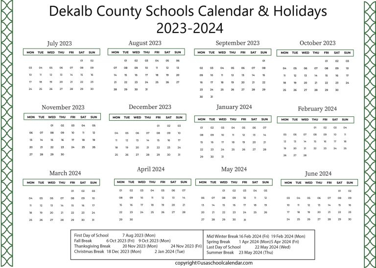 Dekalb County School Calendar 202425 2024 Calendar Printable