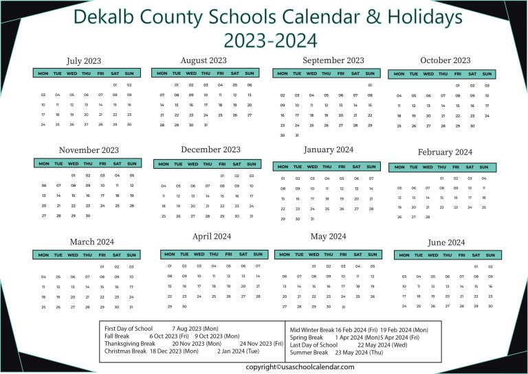 Dekalb County School Calendar 202425 2024 Calendar Printable