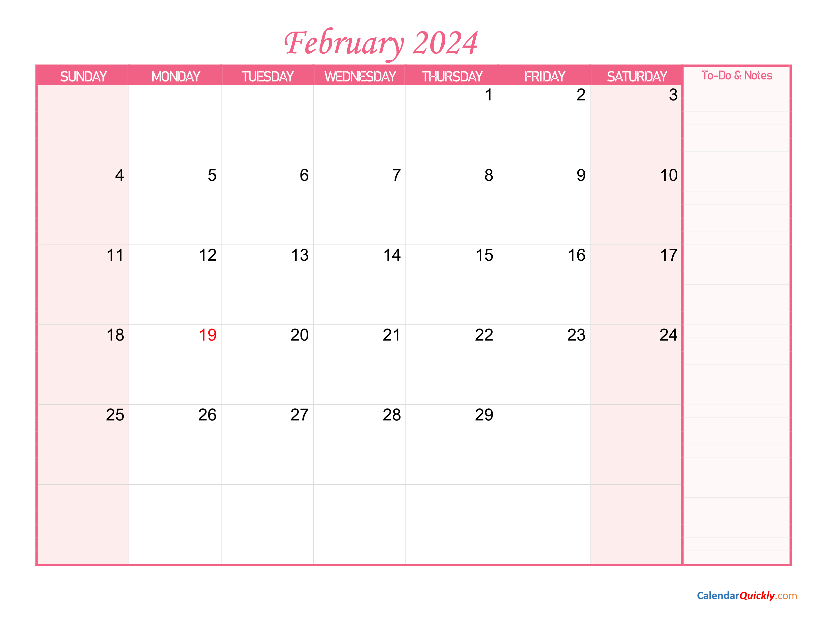 Cute February 2024 Calendar 2024 Calendar Printable
