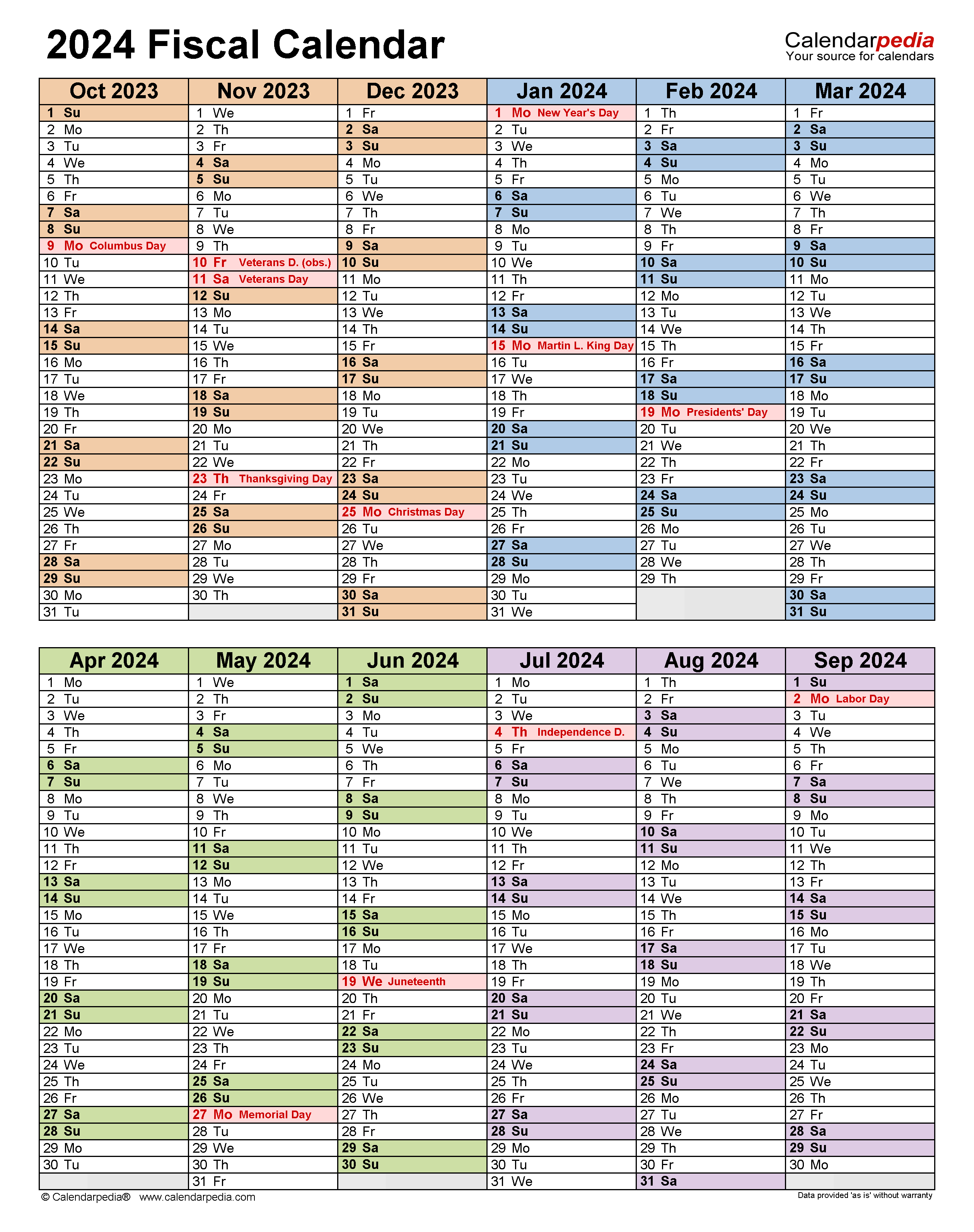 2024 Fiscal Calendar 2024 Calendar Printable